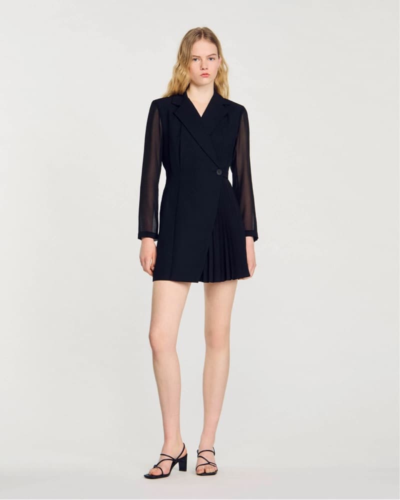 Sandro Black Wraparound Dress - Image 3