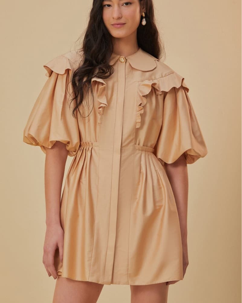 Farm Rio Beige Short Sleeve Mini Dress - Image 2