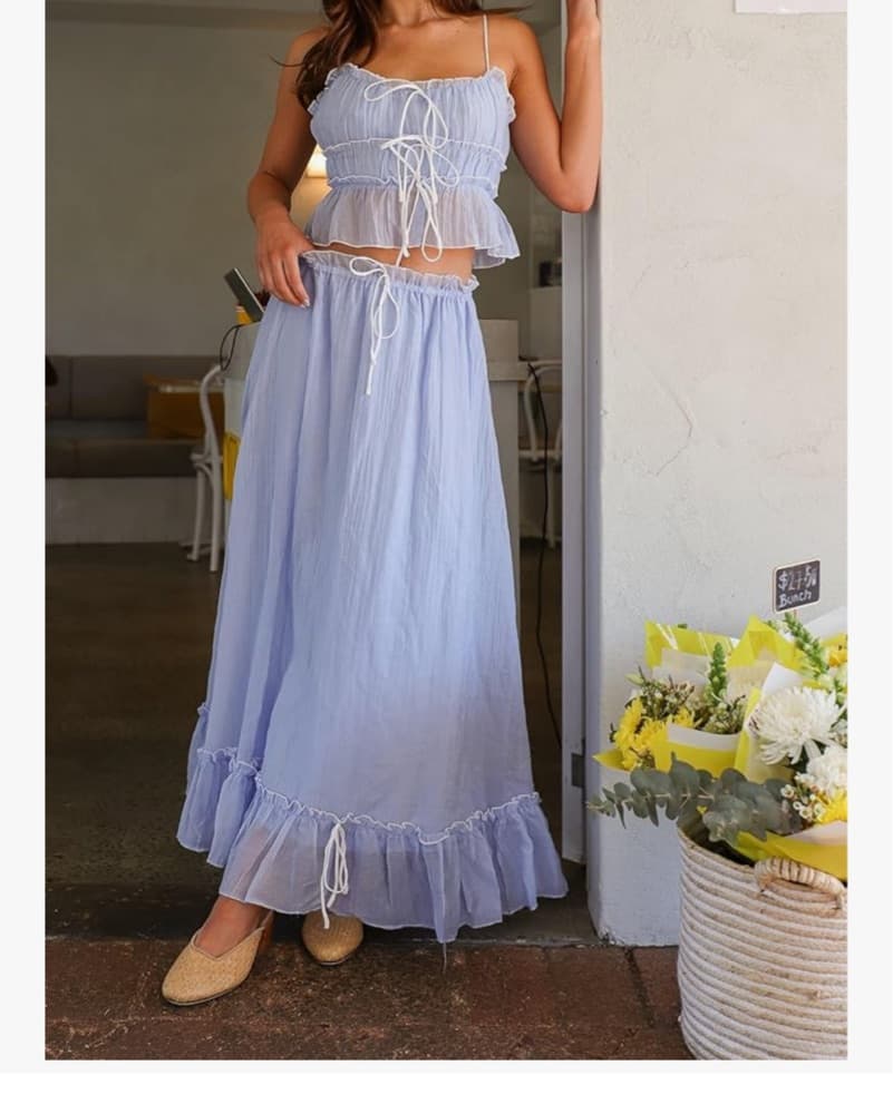 Blue Ruffle Maxi Set - Image 2