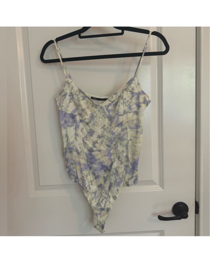 Bustier Bodysuit Tie Dye Green/Purple - Image 2