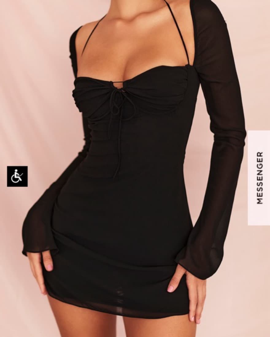 House of CB Black Chiffon Halter Dress - Image 1