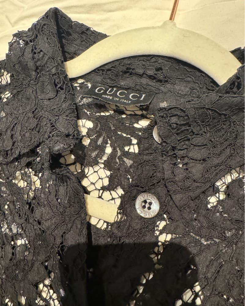 Gucci by Tom Ford Black Lace Button Up  - Image 6