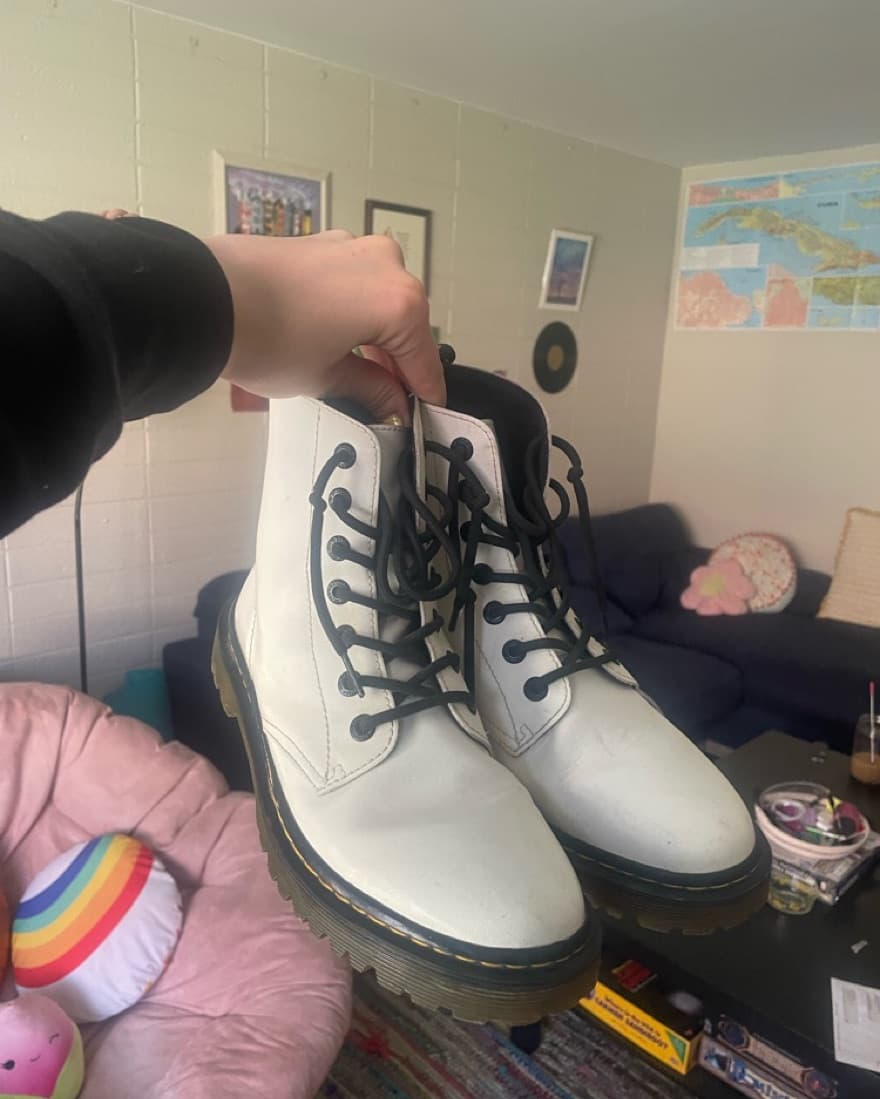 White Doc Martens Luana Combat Boots  - Image 2