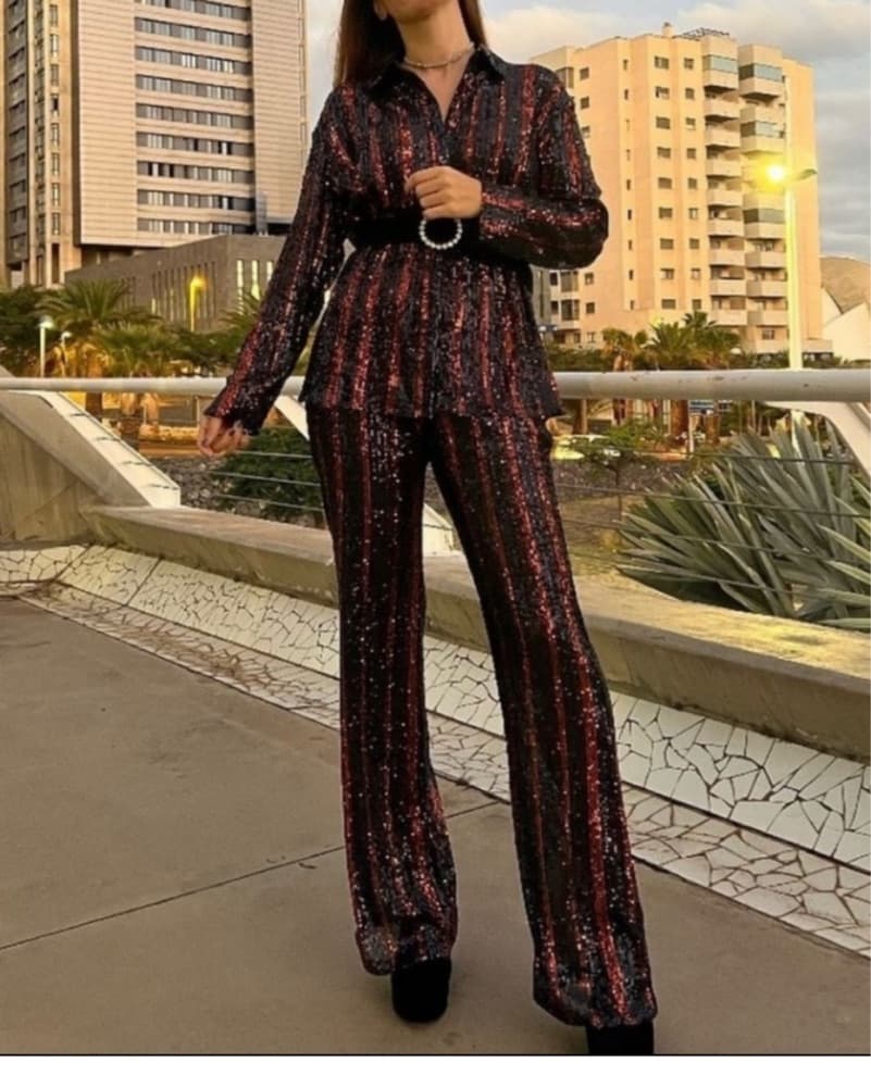Orange and Black Sequin Set - Image 3