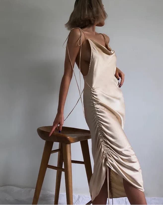 ORSEUND IRIS | Drawstring Dress Champagn - Image 5