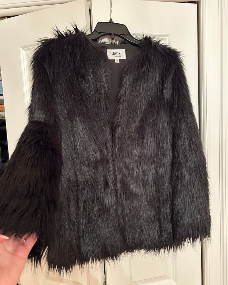 Black Faux Fur Jacket - Image 1