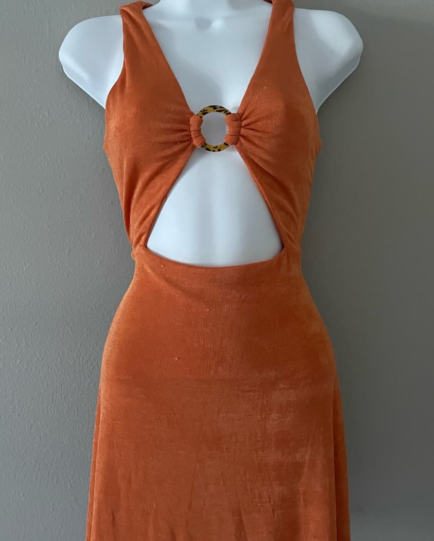 Orange Cutout Open Back Mini Dress  - Image 5