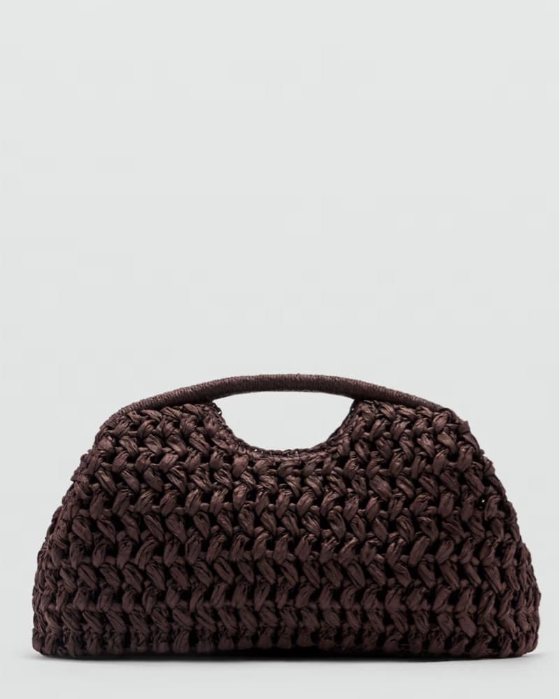 Dark Brown Raffia/ Straw Clutch - Image 1