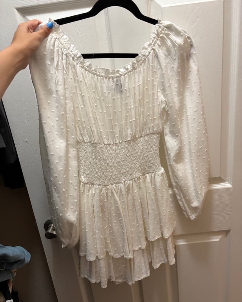 Long Sleeve White Princess Polly Dress - Image 2