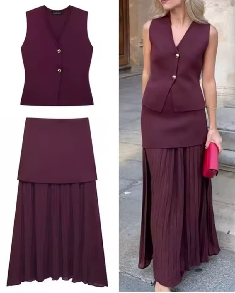 Zara Burgundy Two Piece Set - Image 1