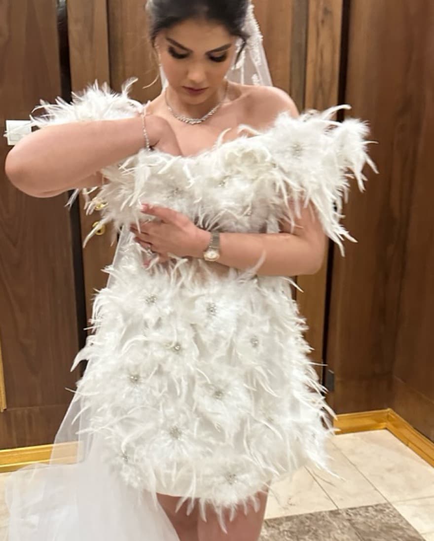 Bridal Corset Dress With Feathers - Image 4