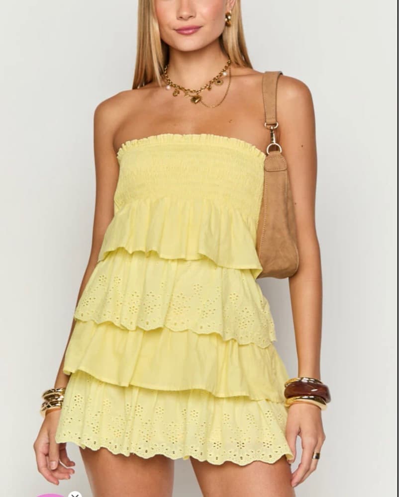 Hannah Yellow Strapless Dress - Image 1