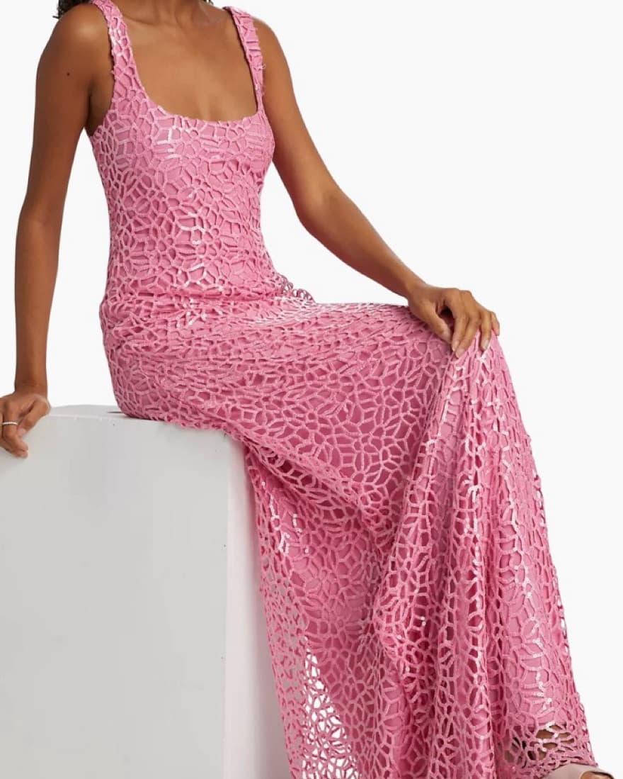 Monique Lhuillier Candy pink Sequin Gown - Image 4