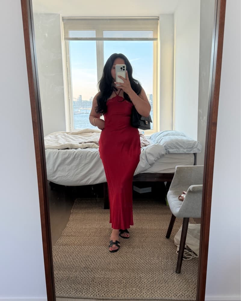 Reformation Aara Silk Dress In Red Small - Image 3