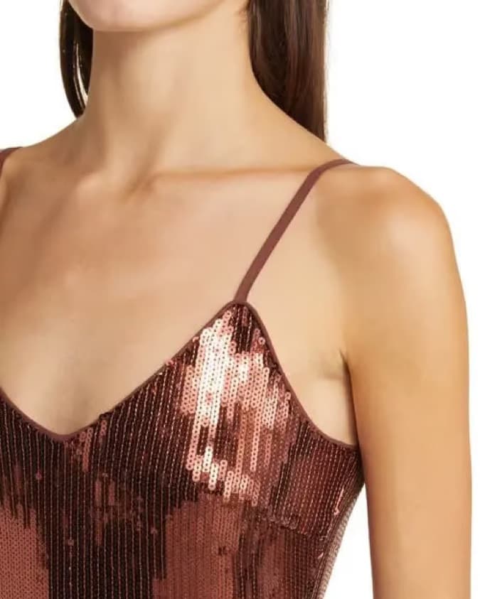Anjou Bronze Sequin Fringe Midi Dress - Image 2