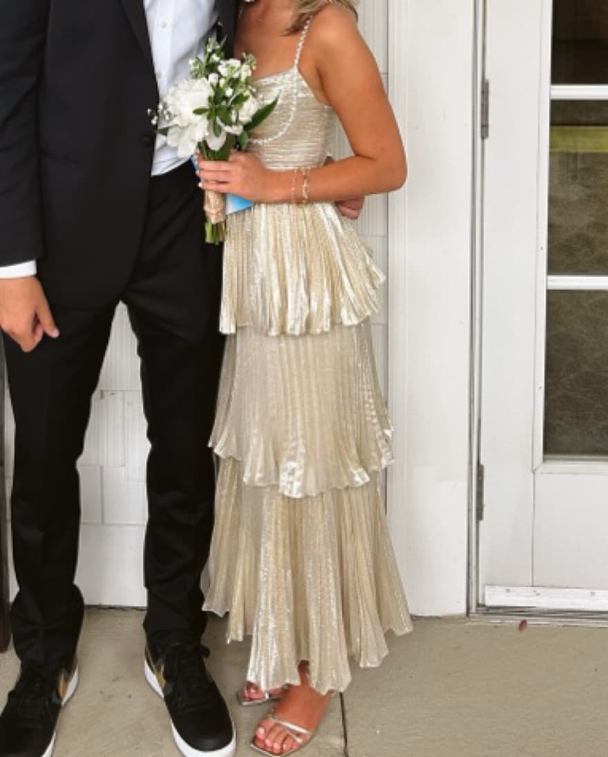 Self-Portrait metallic tiered midi dress - Image 2