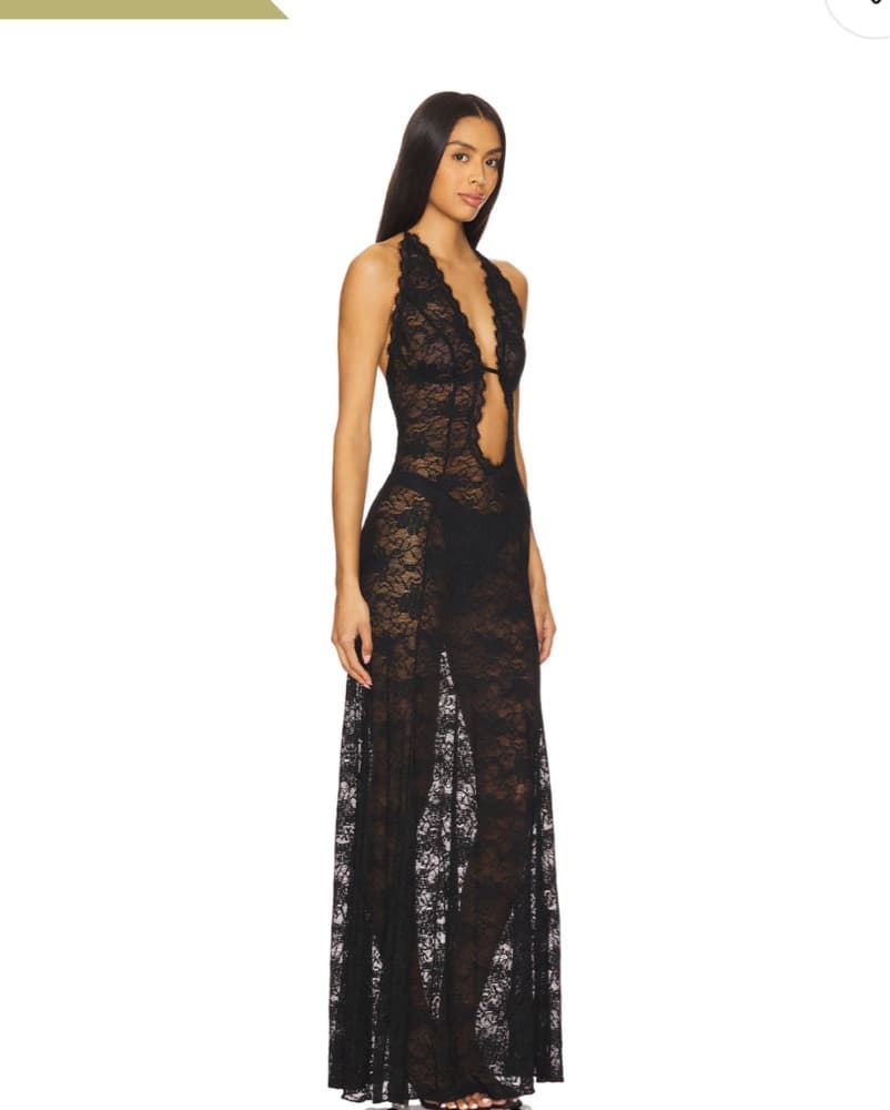 Black Lace Maxi Dress - Image 2