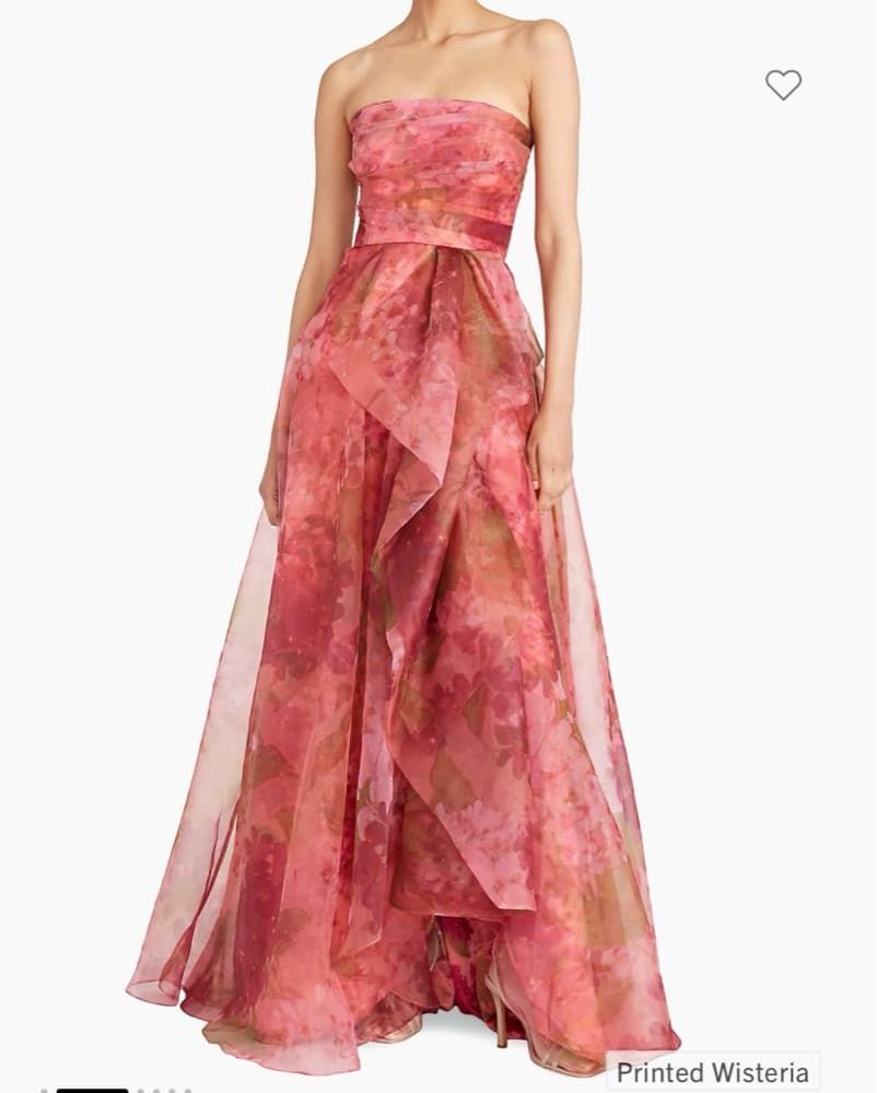 Theia Pink Floral Gown - Image 1