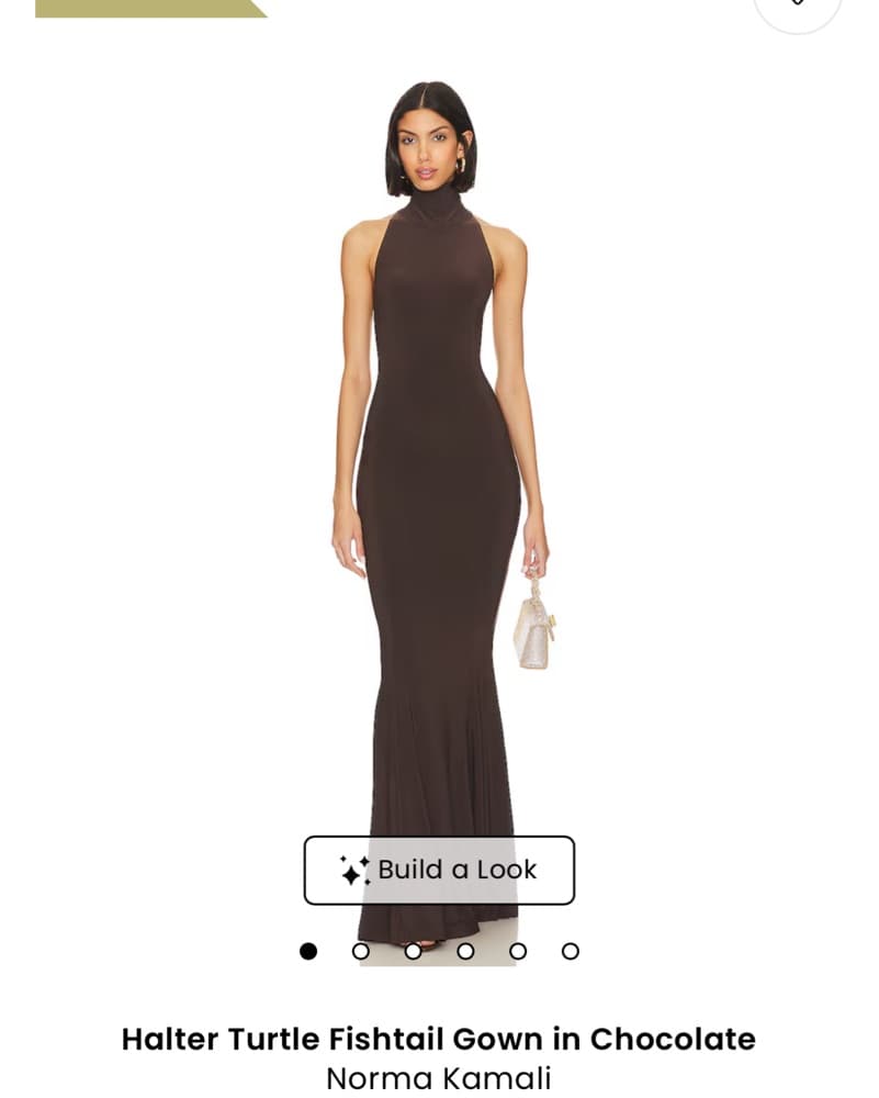 Halter Turtle Fishtail Gown in Chocolate - Image 3