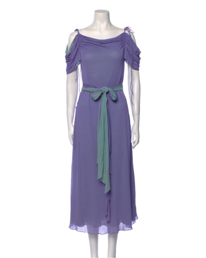 Vintage 1970s Purple Dress - Image 2