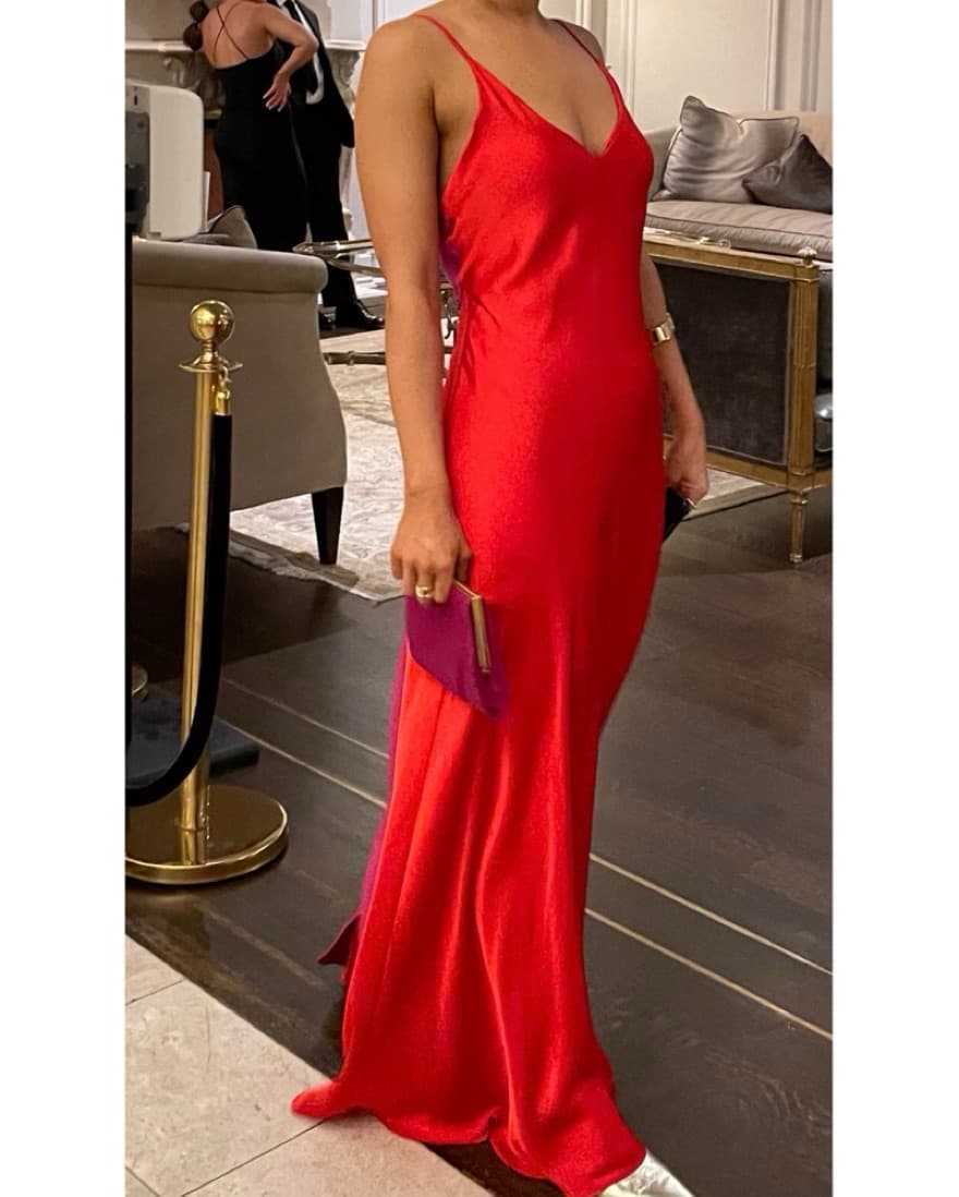 Viral Pop Color Satin Gown Designer - Image 3
