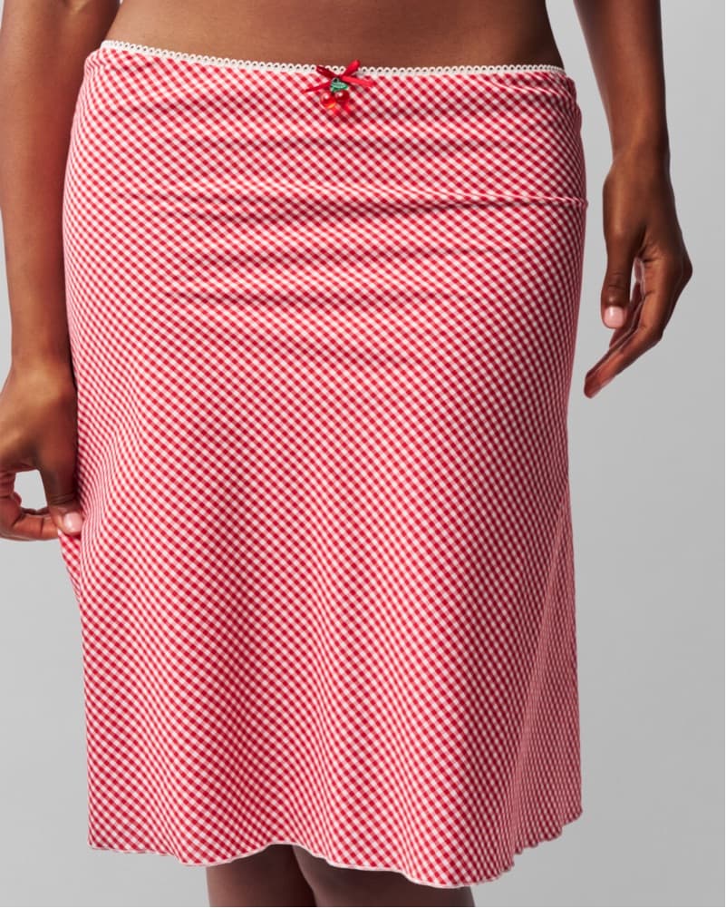 Danielle Guizio Red Cherry Gingham Skirt - Image 1