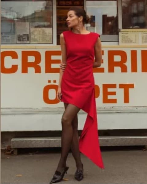 NA-KD Trail Detail Asymmetrical Dress - Image 1