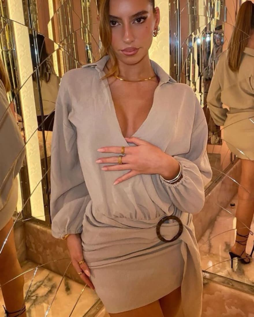 Sexy Deep Plunge Mini Dress - Image 1