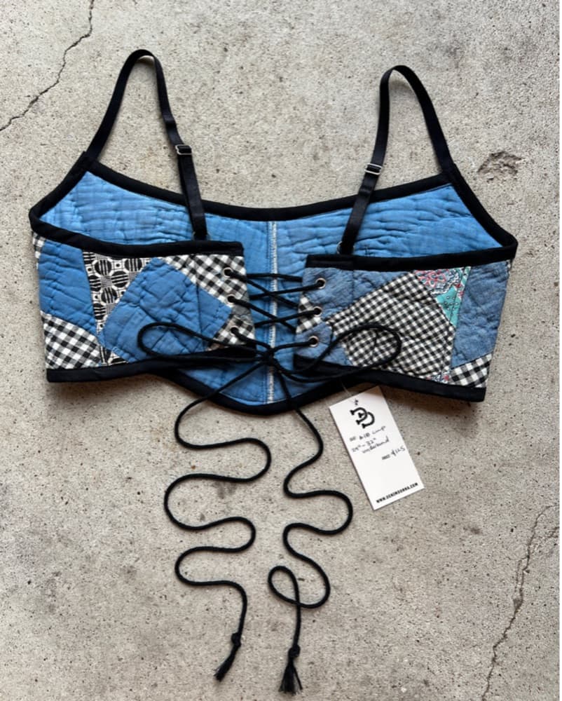 Denim Donna Gingham Quilted Bra Top - Image 3