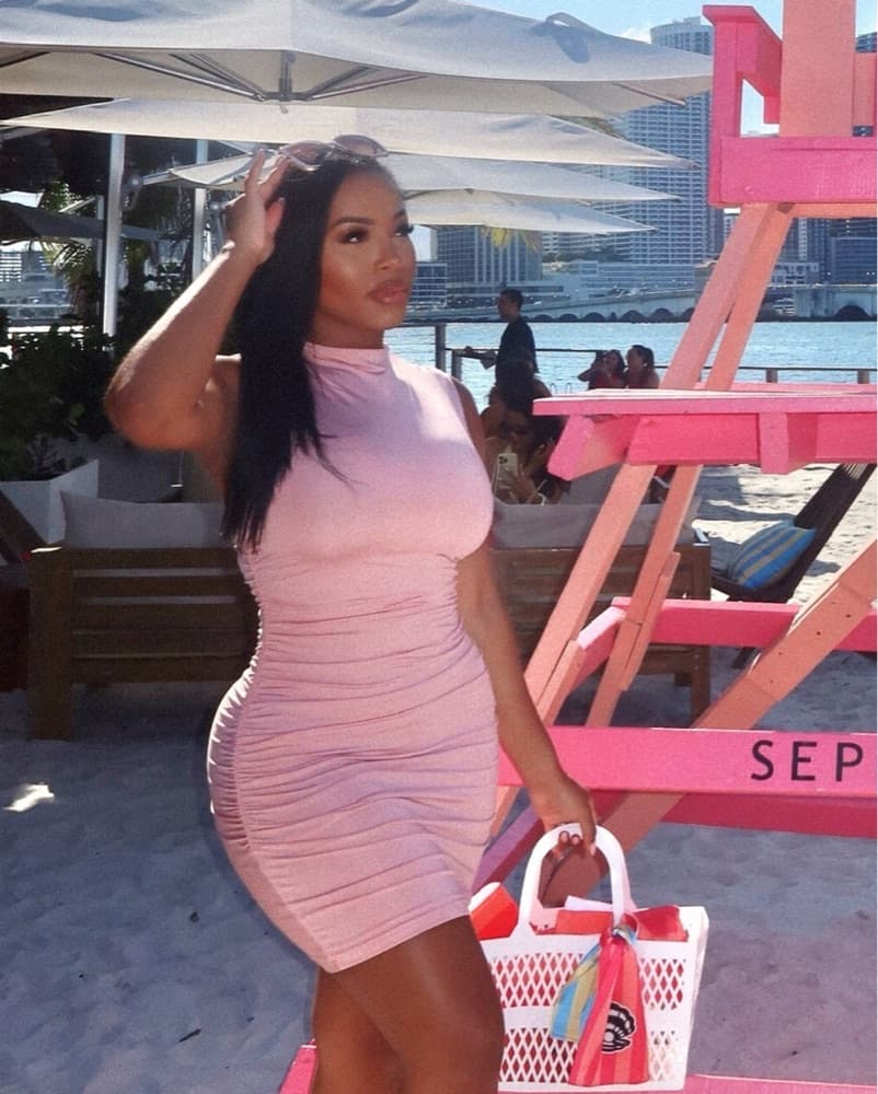 Owin Pink Bodycon Dress - Image 1