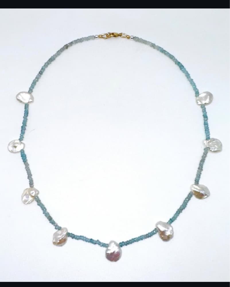 Mermaid Collar Aquamarine Pearl Necklace - Image 2