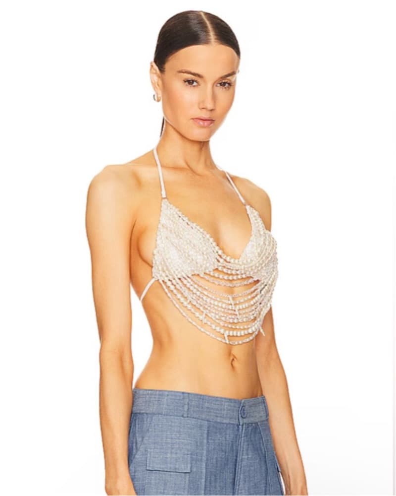 Floating Pearl Bra Top White  - Image 3