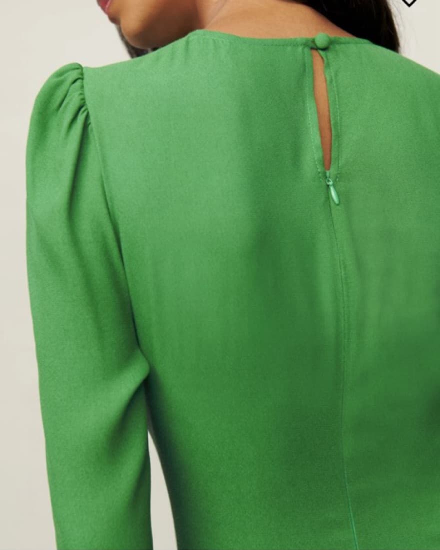 Reformation Green Long Slit Dress 0  - Image 4