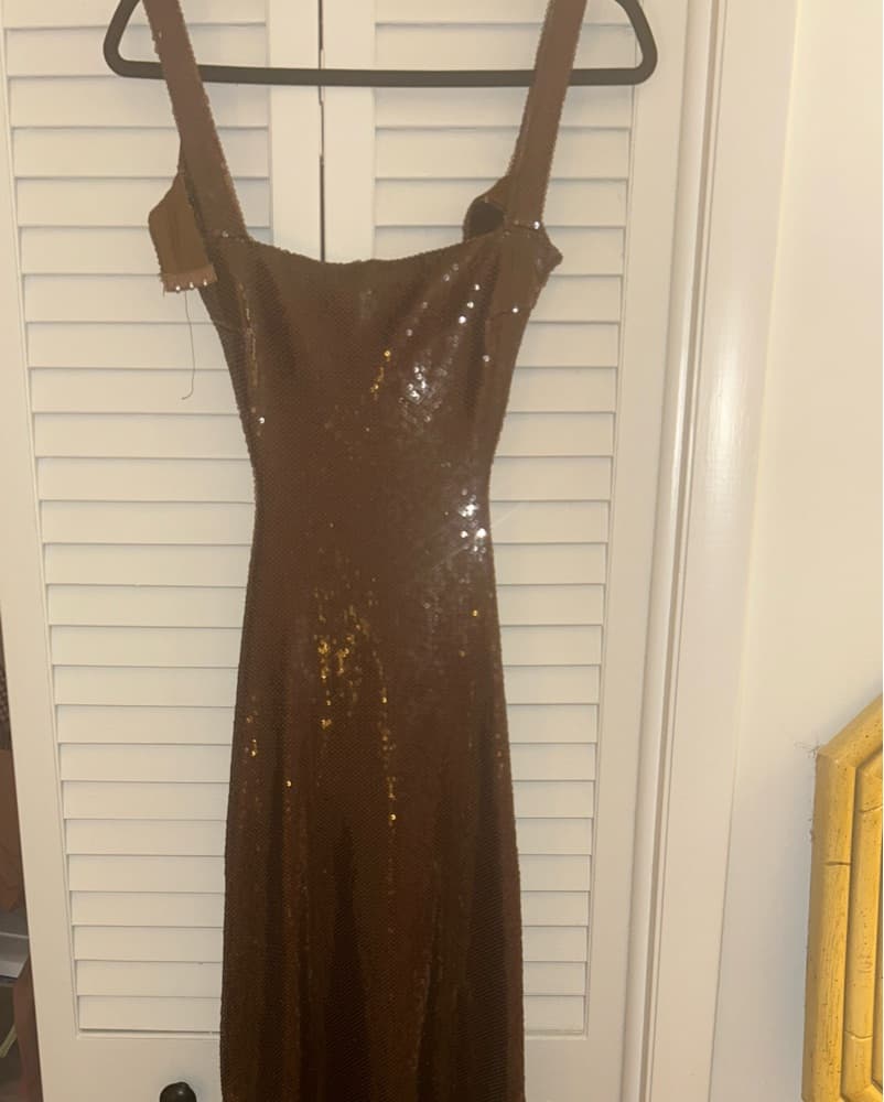 Shimmering Bronze Sequin Gown - Image 2