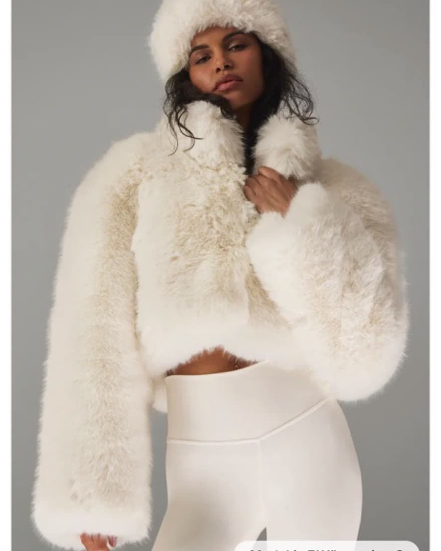 ALO Opulent Faux Fur Cropped Jacket - Image 5