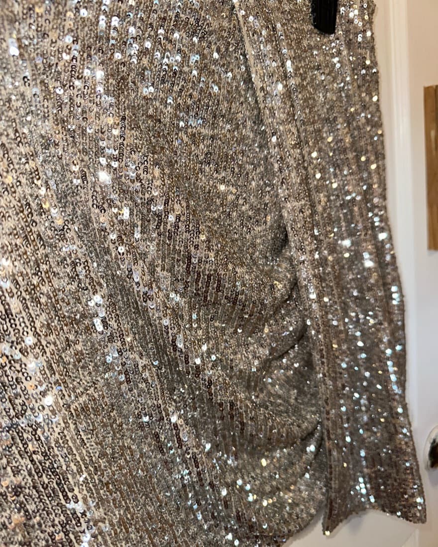 Gianni Bini Silver Sequined Draped Skirt - Image 6