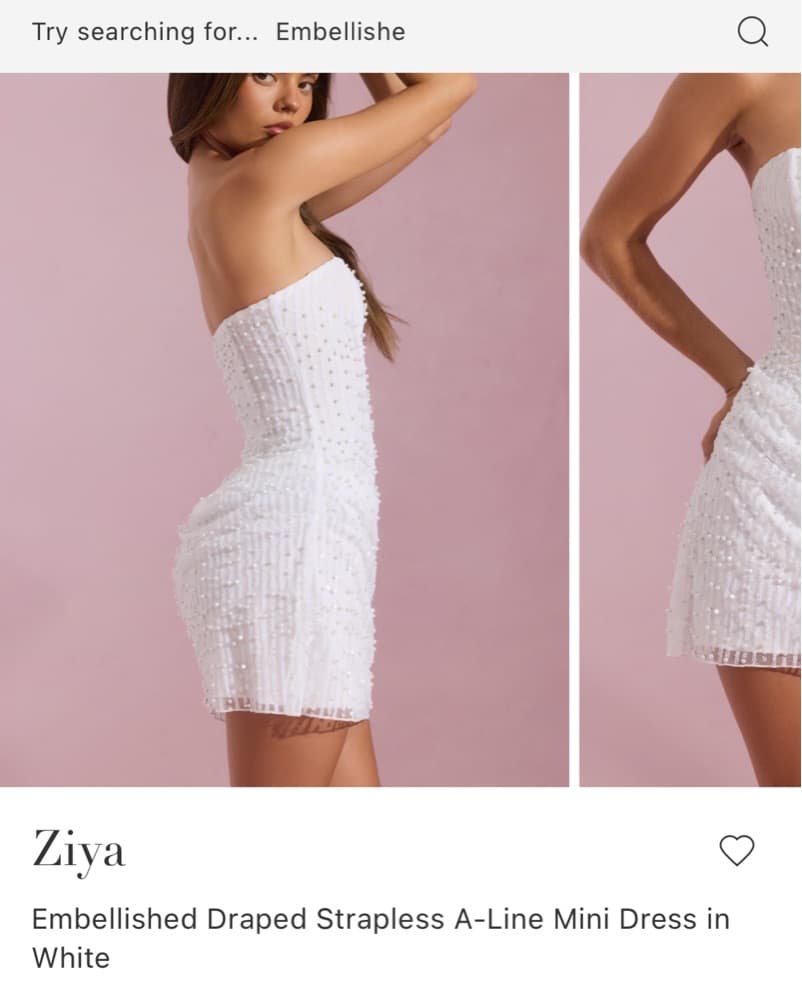 Embellished Strapless White Mini Dress - Image 1