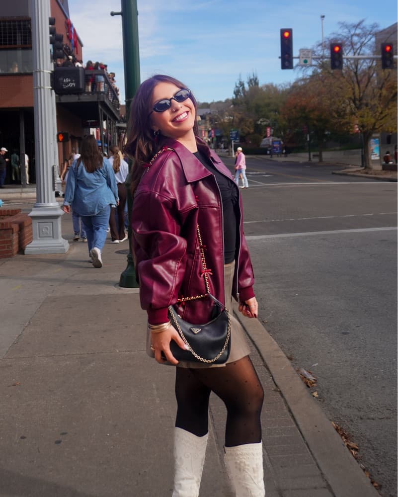 Oversized Faux Red Leather Jacket - Image 2