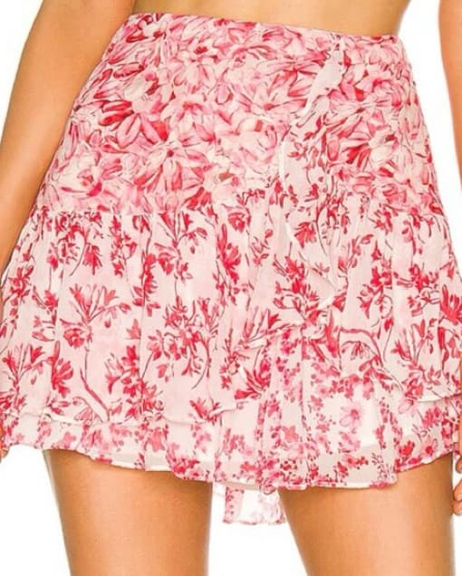 LoveShackFancy Red& White Floral Skirt   - Image 1