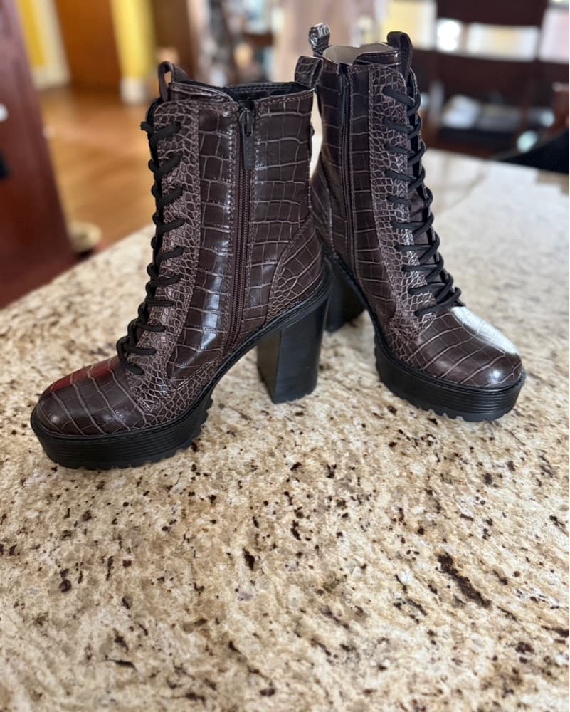 NWOT Guess Croc-Embossed Platform Boots - Image 1