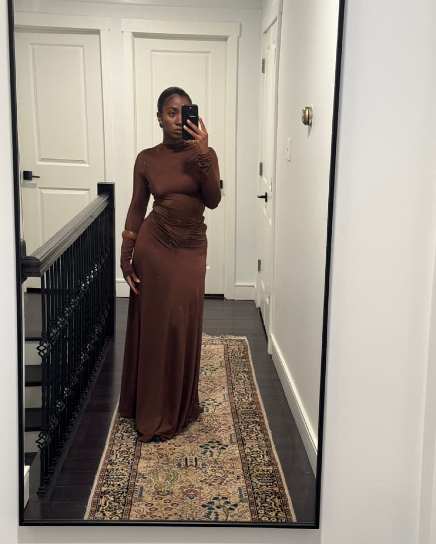 Amy Shehab long sleeve Rouched Dress - Image 3