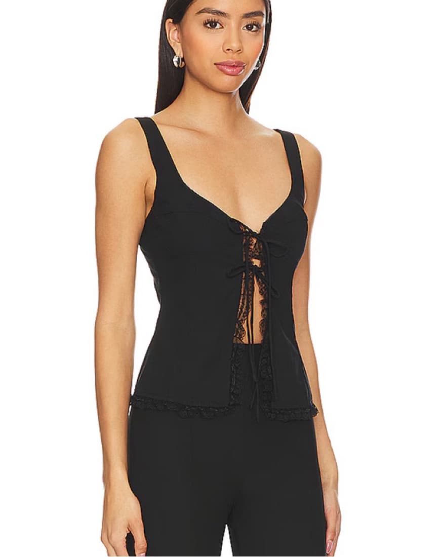 Black Tie Front Top - Image 2