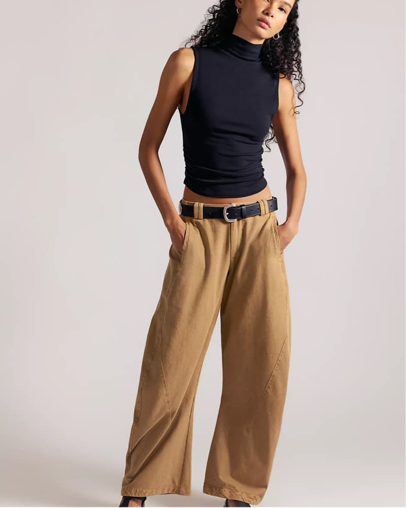 Free People Washed Barrel Chino Trousers - Image 1