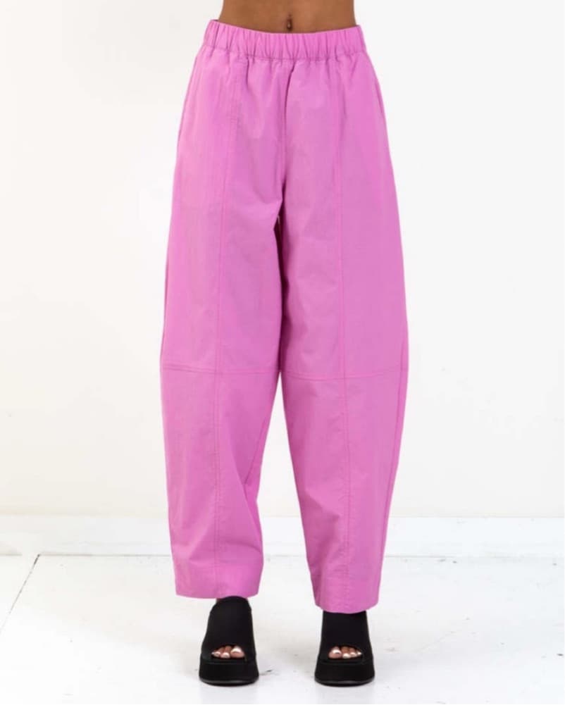 Ganni Pink Crepe Curved Panta - Image 1