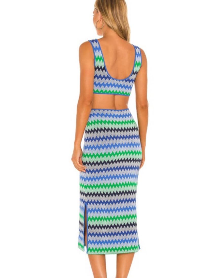 Solid and Striped Cutout Dress - Image 3