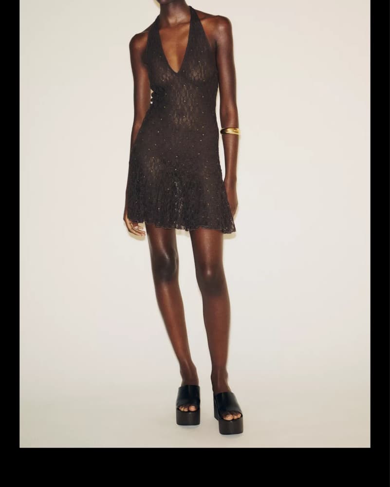 Brown Lace Halter Dress beach cover up - Image 2