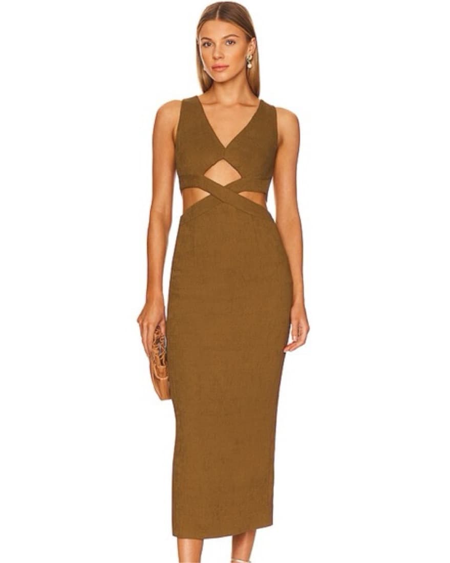 Simone V Neck Cut Out Midi Dress - Image 2