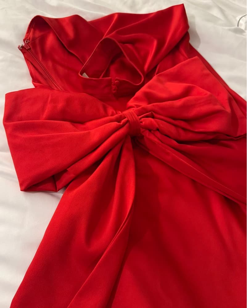 House Of CB Red Dress With Bow  - Image 4