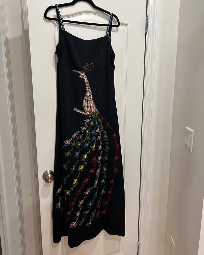Vintage 1970s Peacock Dress - Image 1