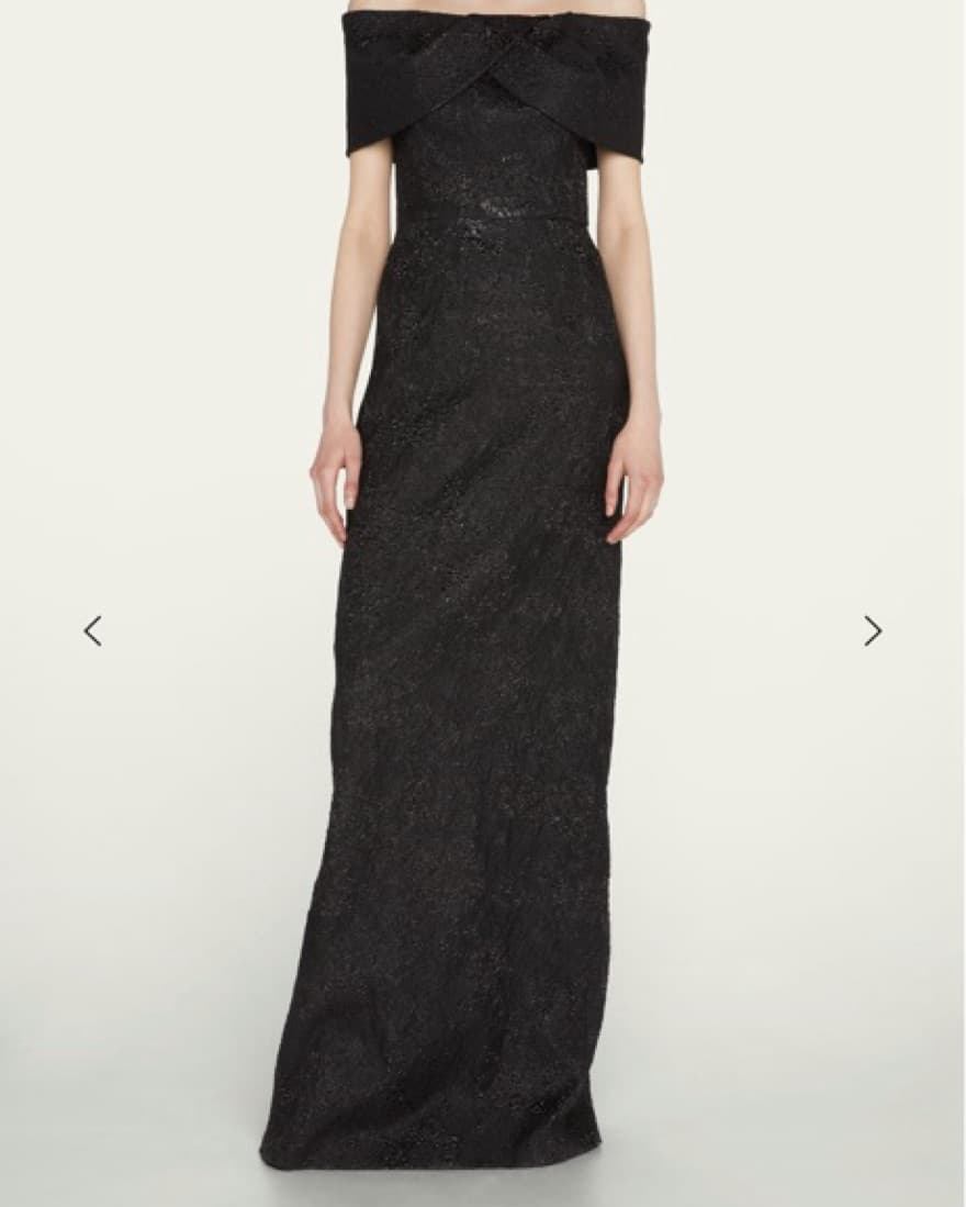 Off Shoulder Jacquard Column Gown - Image 2